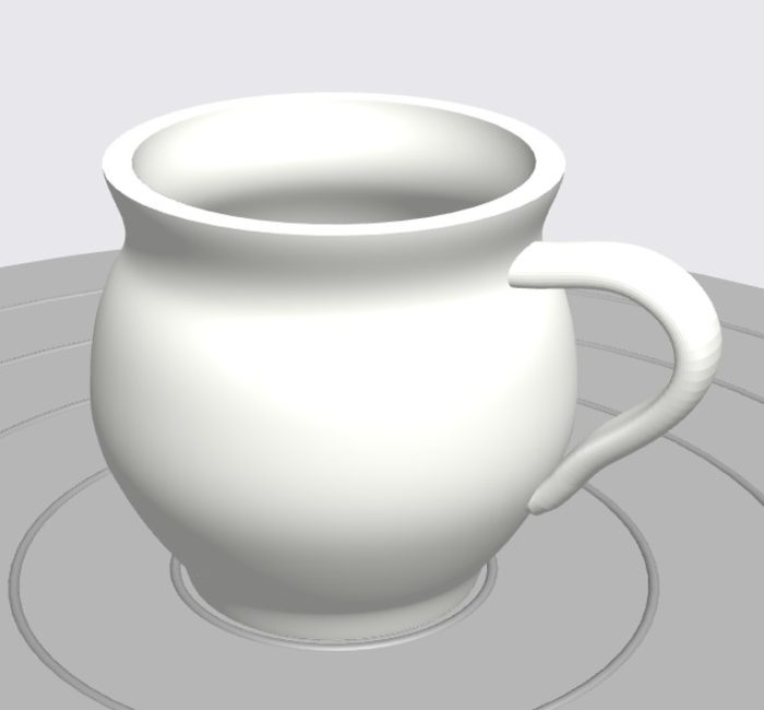 The mug previewed in 3D on a virtual wheel